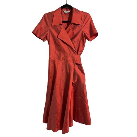 MAXMARA Shantung Wrap Dress Rust size Large*